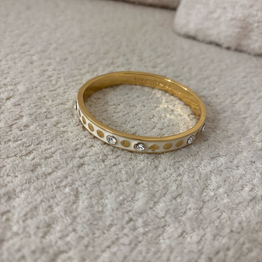 Kate Spade Gold and White Rhinestone Bangle Bracelet - Picture 1 of 3